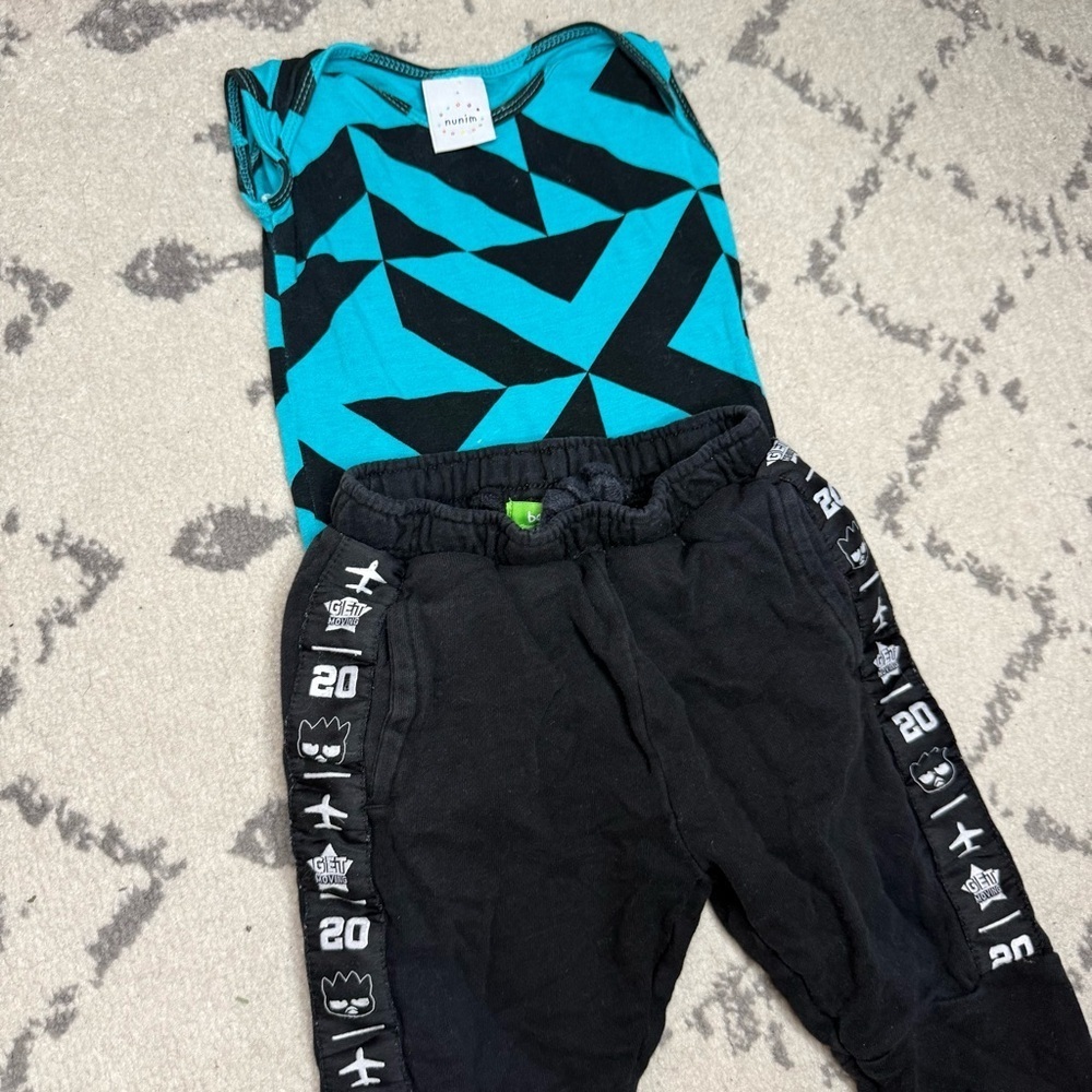 BOSSINI NUNIM 2 Pc Skater Boy Cool Geometric Viscose Shirt and Sweatpant Joggers
